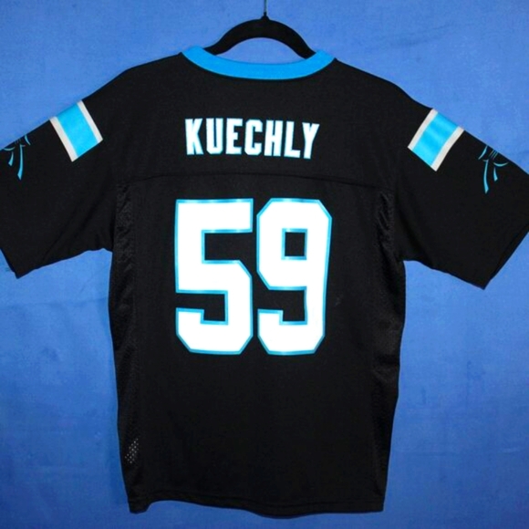 NFL Team Apparel Carolina Panthers Football Jersey Black Youth Large - Picture 9 of 9